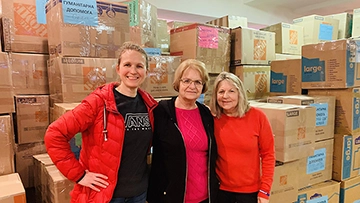 iLoveUkraine volunteers at the Greek Orthodox church in Southampton packing and shipping thousands of pounds of supplies to Ukraine.